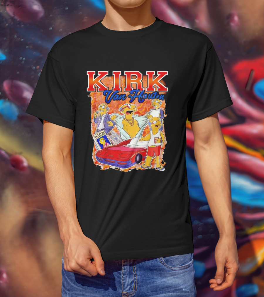 Kirk Van Houten Vintage Comic Car Flames Drink T-Shirt