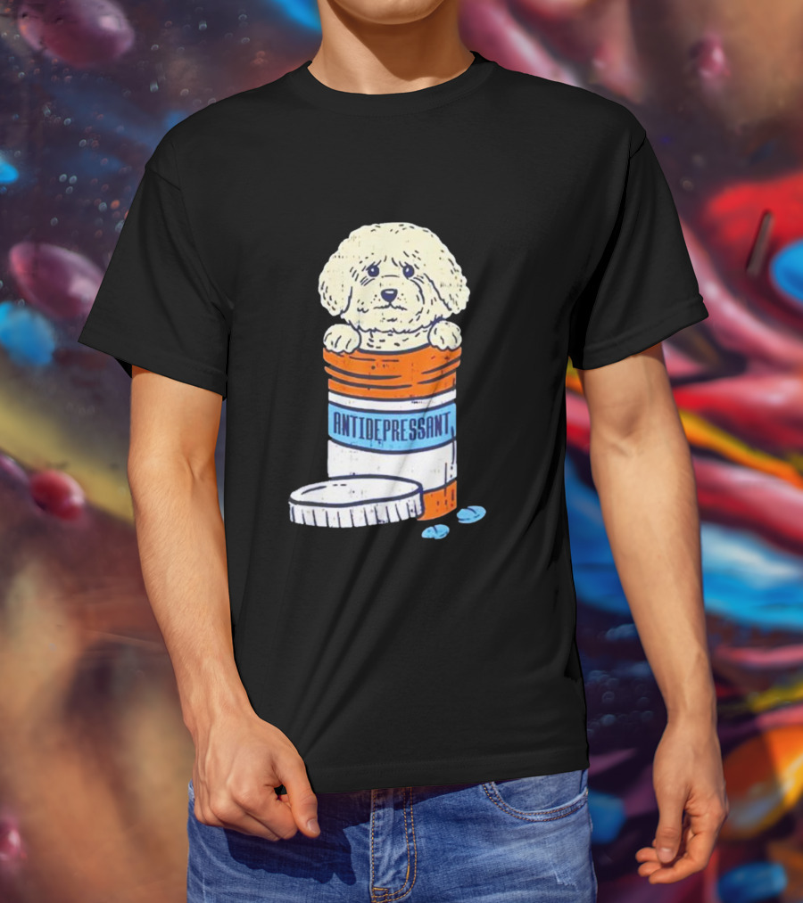 Bichons Frises Antidepressant Dog In Pill Bottle T-Shirt