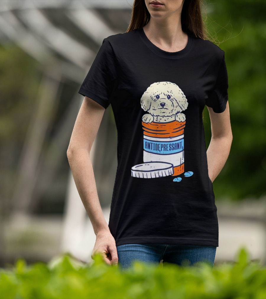 Bichons Frises Antidepressant Dog In Pill Bottle T-Shirt