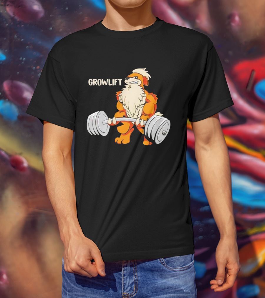 Growlift Lifting Barbell Cartoon Monster T-Shirt