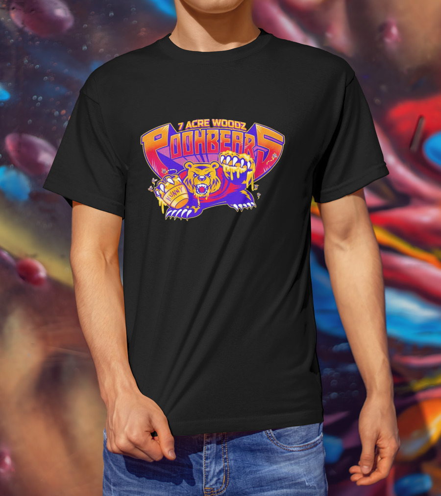 7 Acre Woodz Poohbearz Hunny Bear Roaring Claw T-Shirt