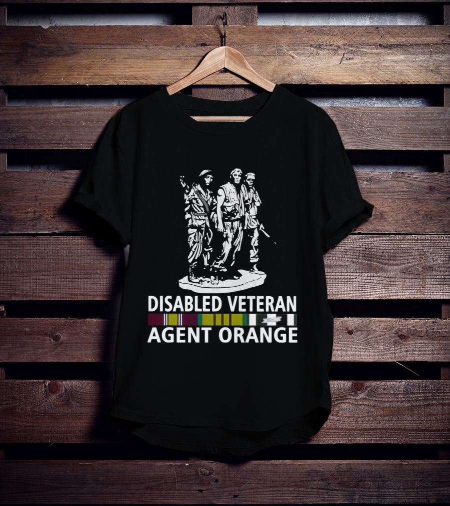 Disabled Veteran Agent Orange Military Statue Ribbons T-Shirt