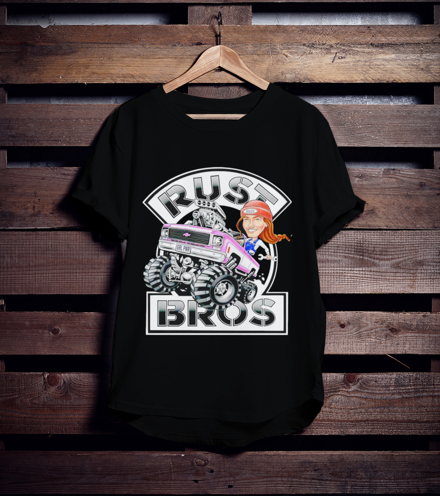 Rust Bros Girl Power Monster Truck Cartoon T-Shirt
