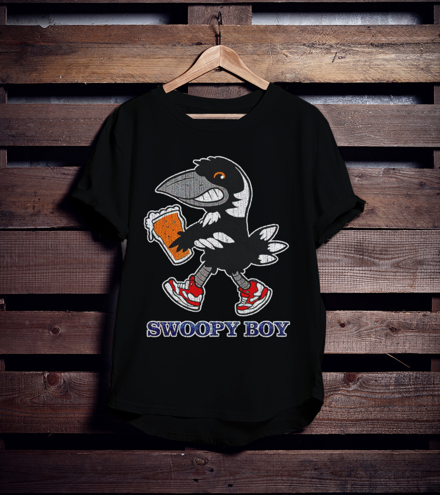 Swoopy Boy Crow With Beer And Sneakers T-Shirt