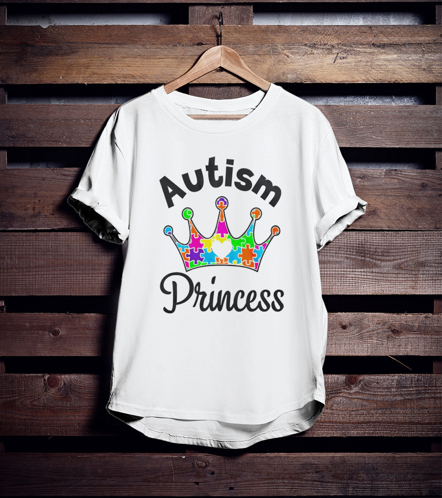 Autism Princess Colorful Puzzle Crown T-Shirt