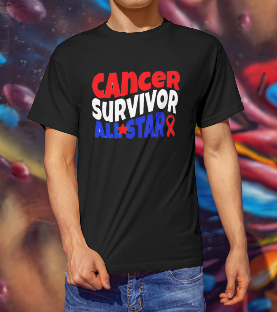 Cancer Survivor All Star Red White Blue T-Shirt