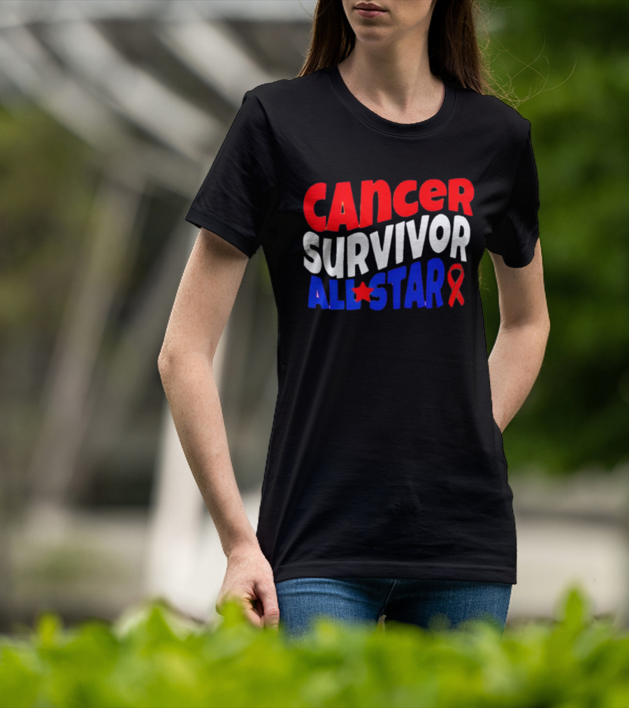 Cancer Survivor All Star Red White Blue T-Shirt