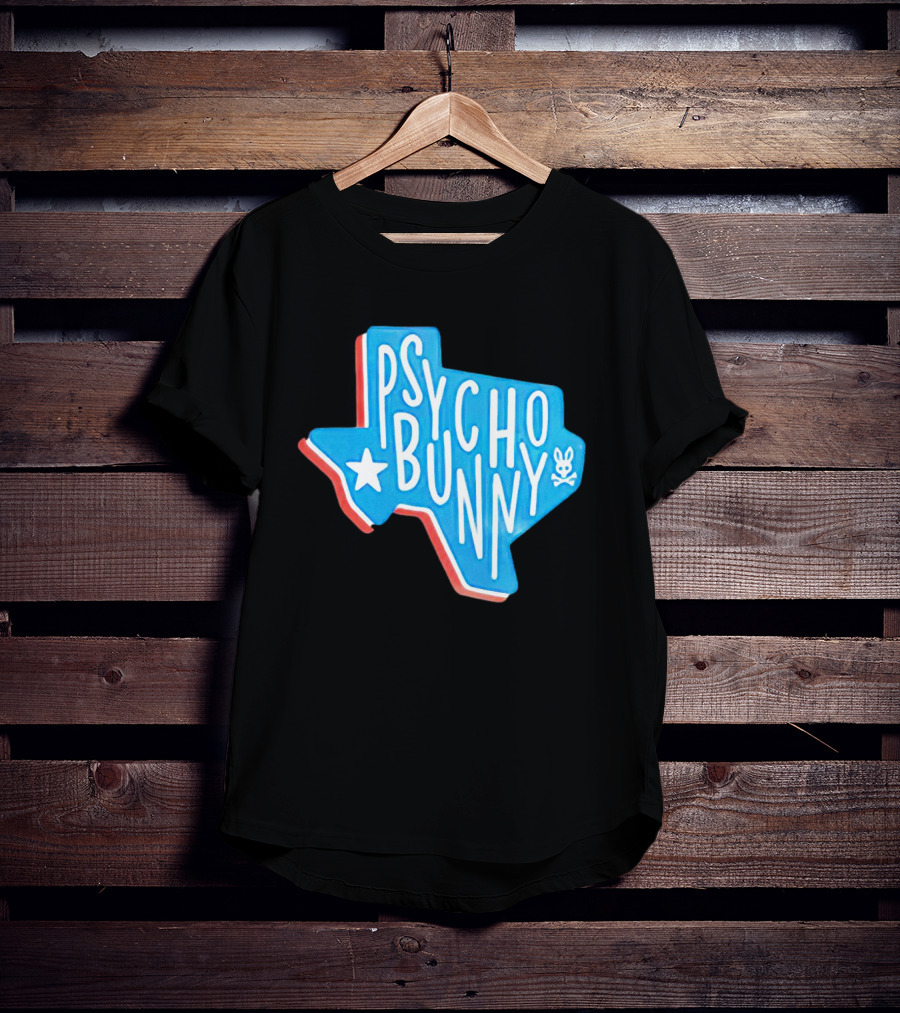 Psycho Bunny Texas State Blue Red Star Skull T-Shirt