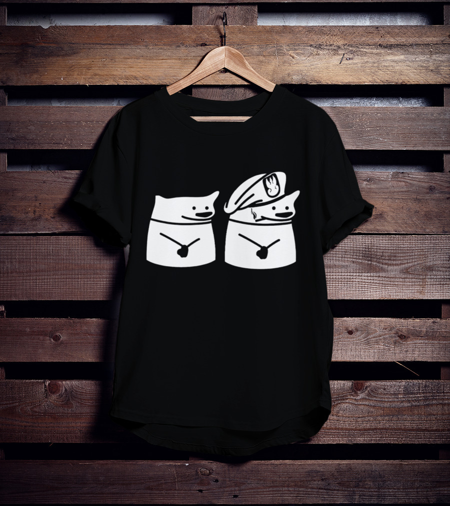 Fella Sock Whimsical Character Duo With Captain Hat T-Shirt