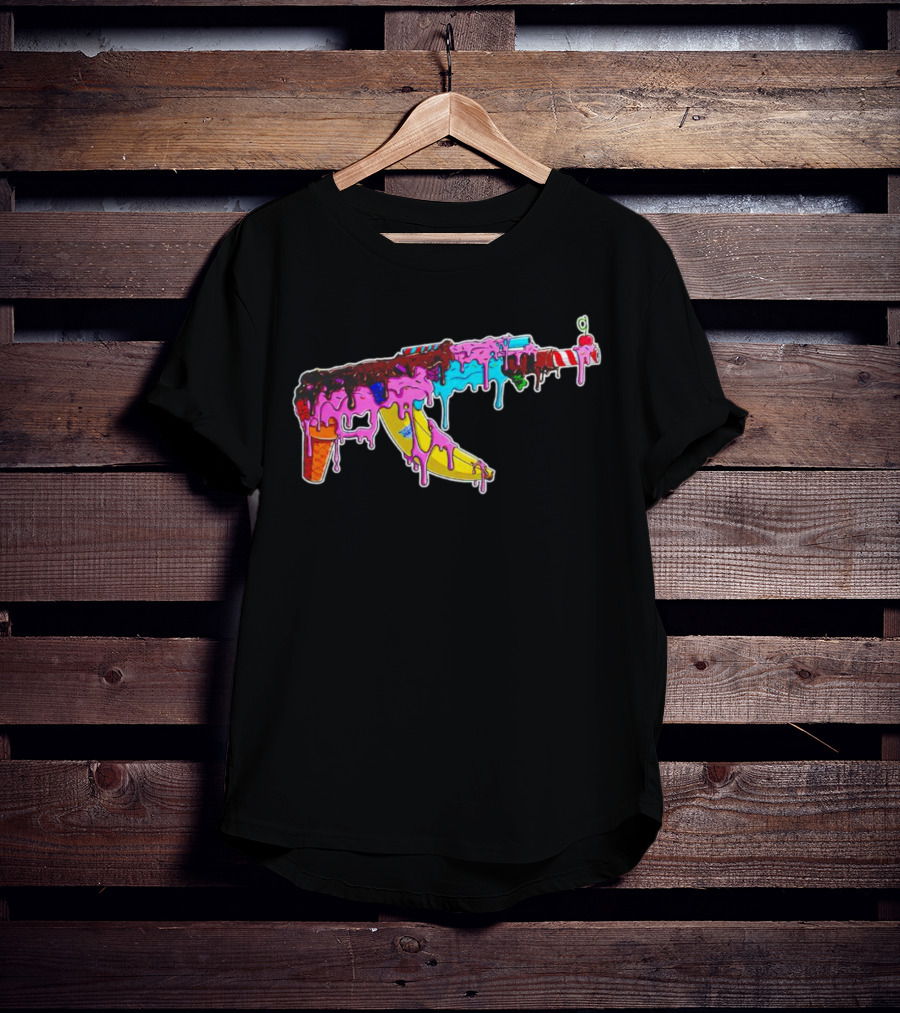 Ice Cream AK-47 Dripping Treats Colorful T-Shirt
