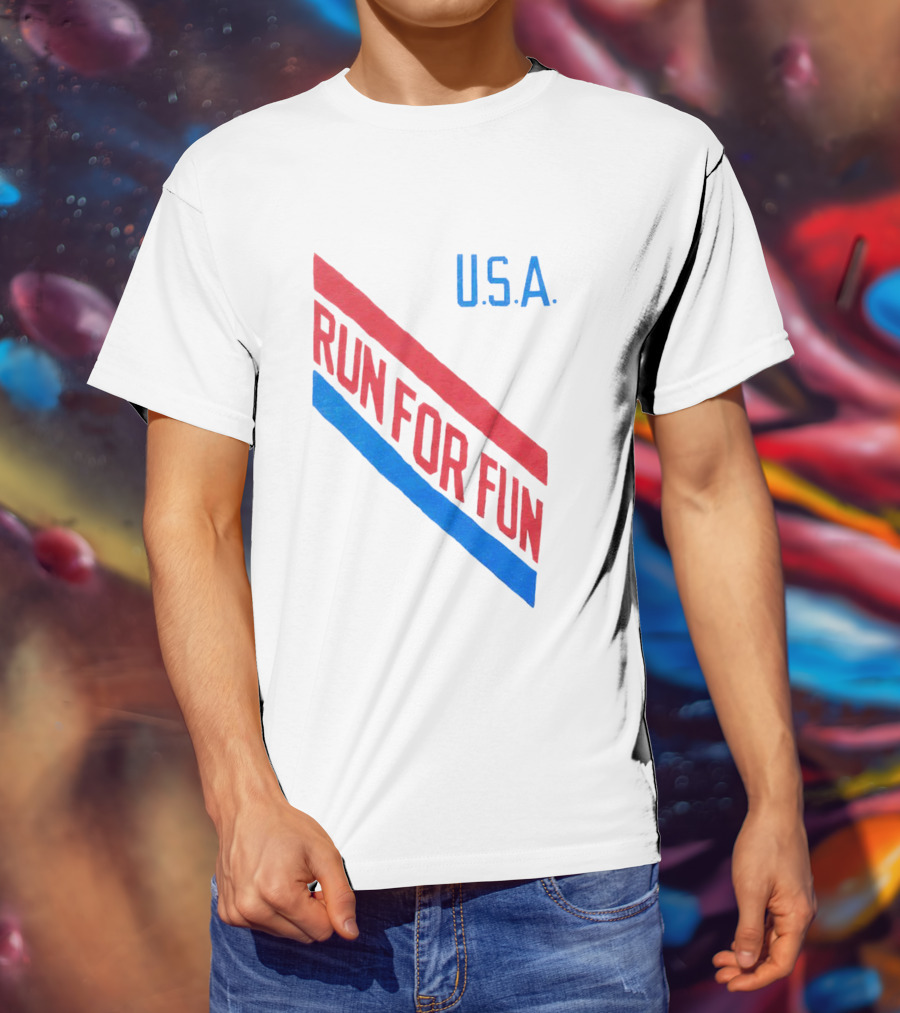 U.S.A. Red And Blue Run For Fun T-Shirt