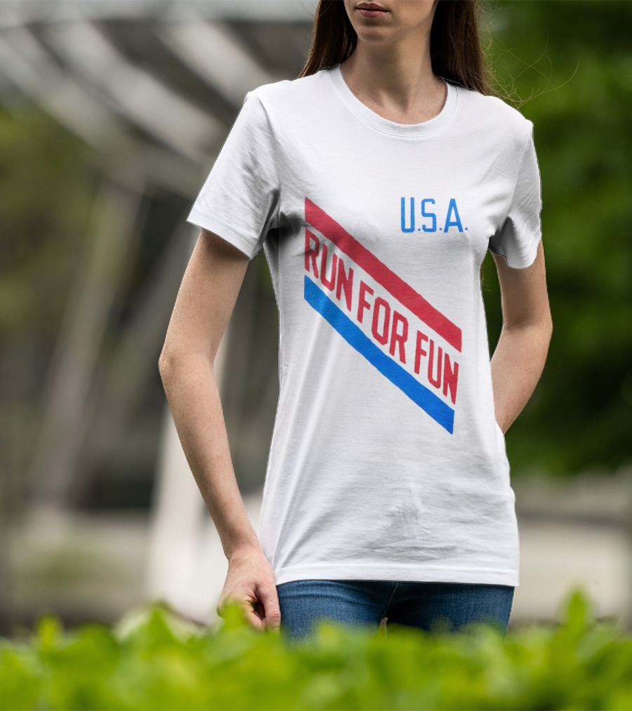 U.S.A. Red And Blue Run For Fun T-Shirt