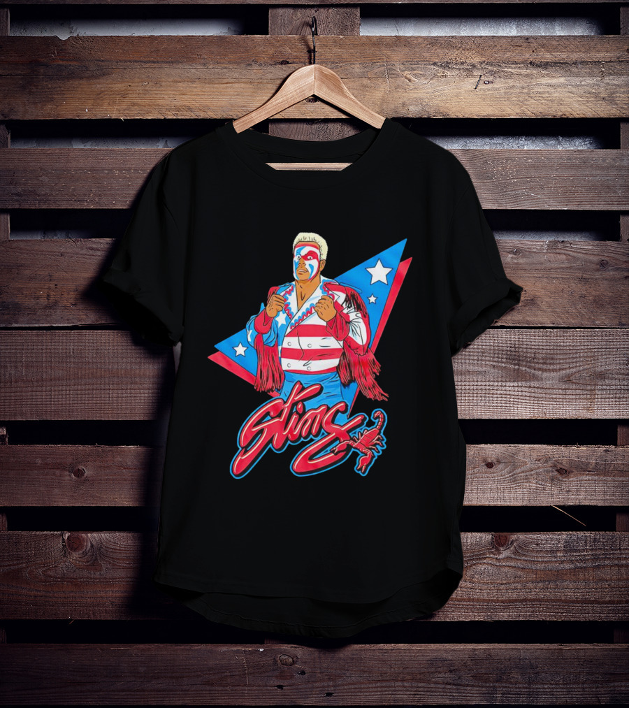 Sting USA Flag Wrestling Icon Scorpion Stars Stripes Retro Vibe T-Shirt