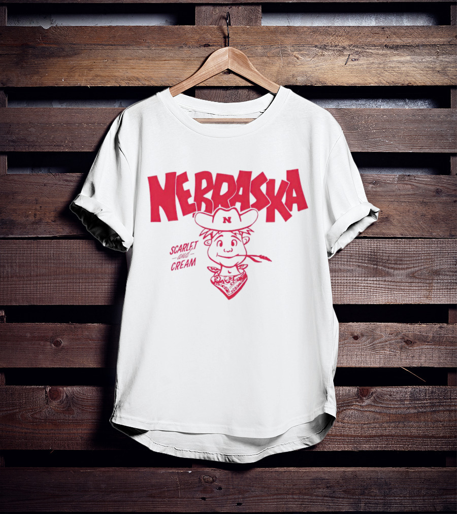 Nebraska Scarlet And Cream Herbie Husker Character T-Shirt