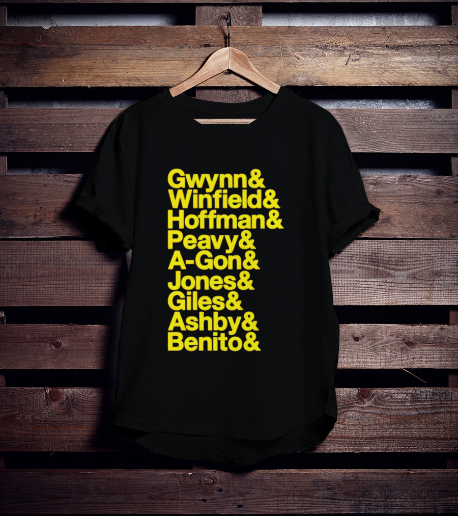 San Diego Baseball Gwynn Winfield Hoffman Peavy A-Gon Jones Giles Ashby Benito T-Shirt