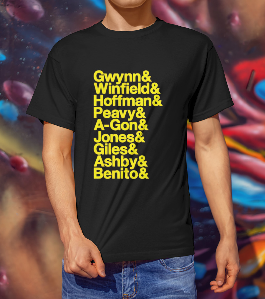 San Diego Baseball Gwynn Winfield Hoffman Peavy A-Gon Jones Giles Ashby Benito T-Shirt