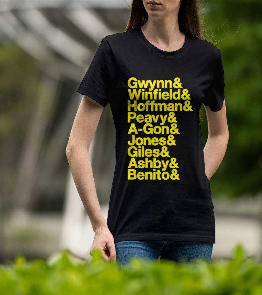 San Diego Baseball Gwynn Winfield Hoffman Peavy A-Gon Jones Giles Ashby Benito T-Shirt