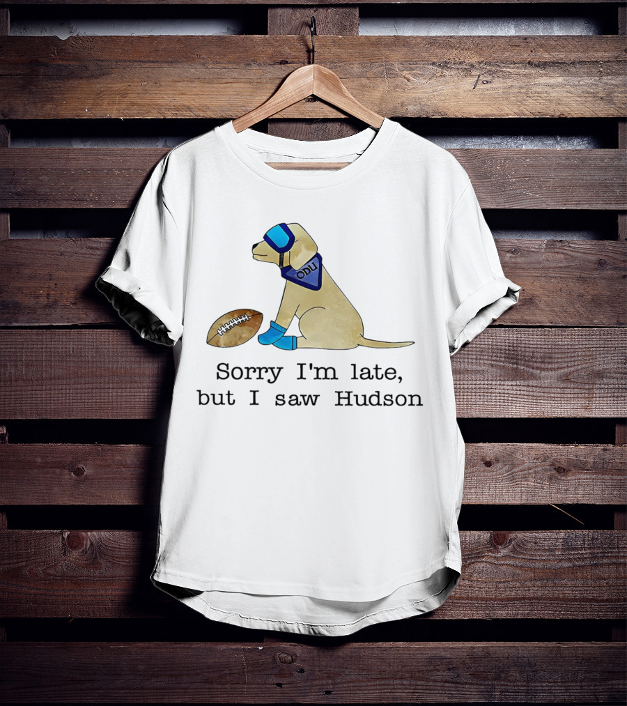 Sorry I’m Late But I Saw Hudson Dog With Football And Blue Accessories T-Shirt