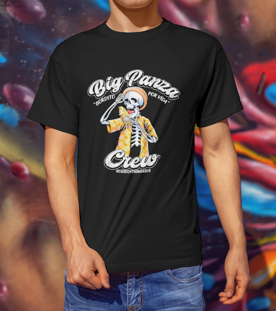 Big Panza Crew Gordito Por Vida House Of Chingasos Skeleton In Hawaiian T-Shirt