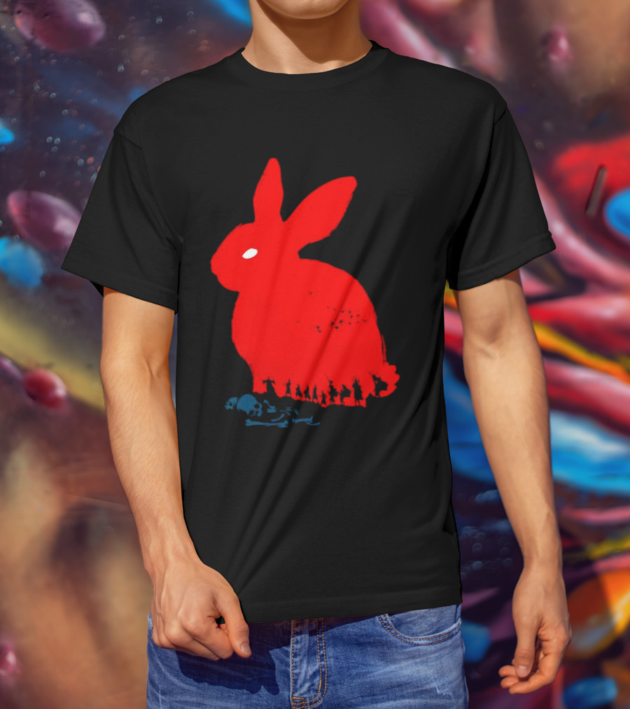 Death Awaits Red Rabbit Skull T-Shirt
