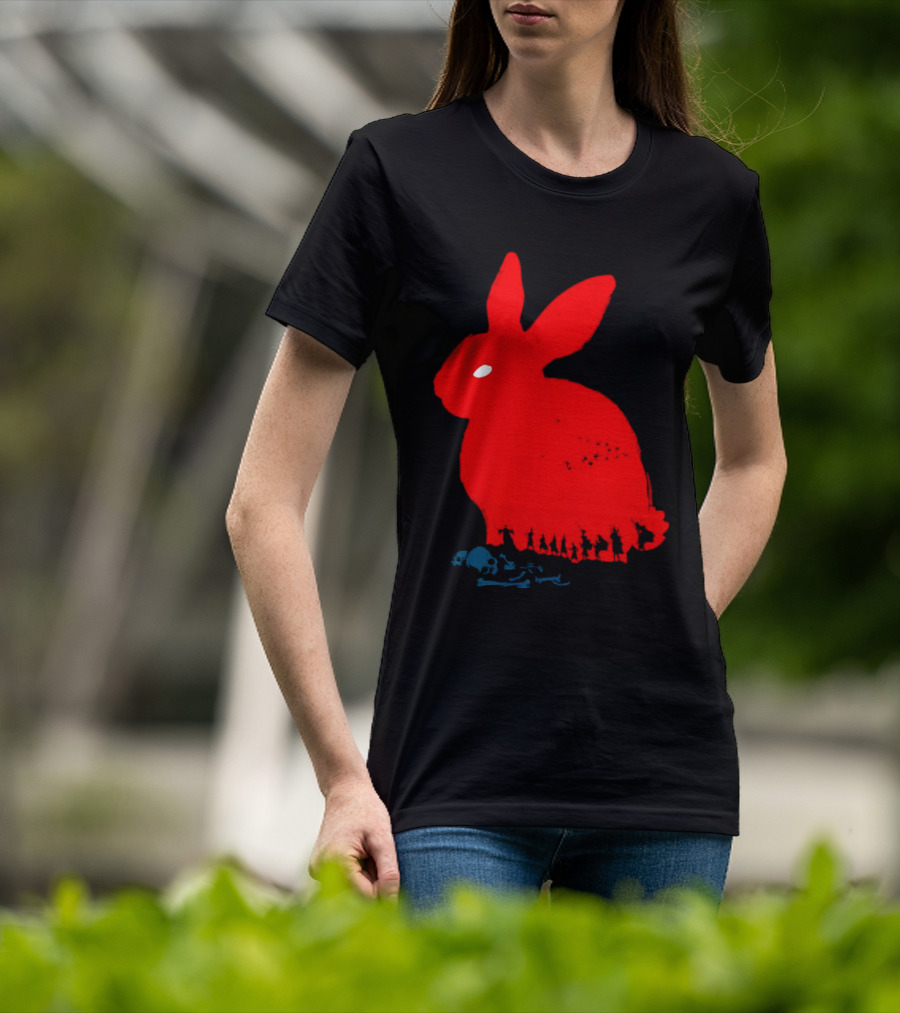Death Awaits Red Rabbit Skull T-Shirt