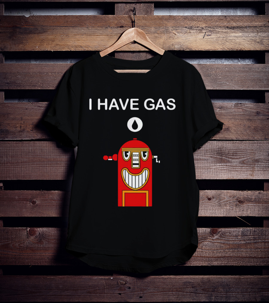 I Have Gas Nerd Geek Smiling Red Gas Pump T-Shirt