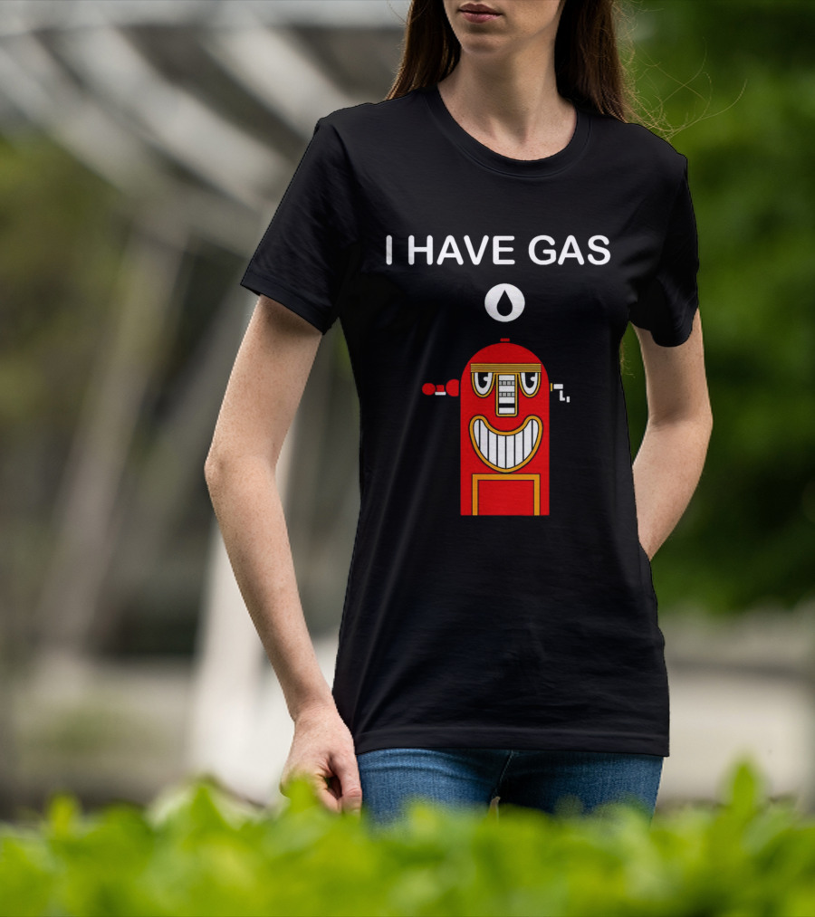 I Have Gas Nerd Geek Smiling Red Gas Pump T-Shirt