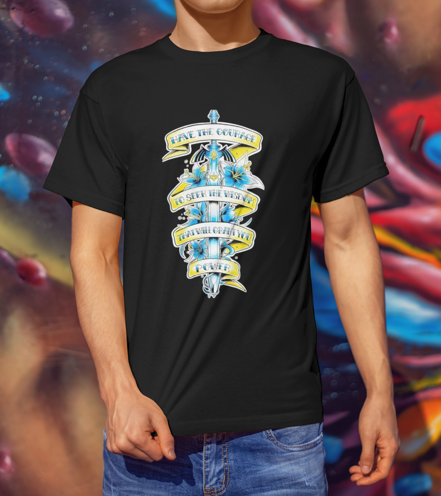 Legend Of Zelda Sword With Flowers And Inspirational Text T-Shirt