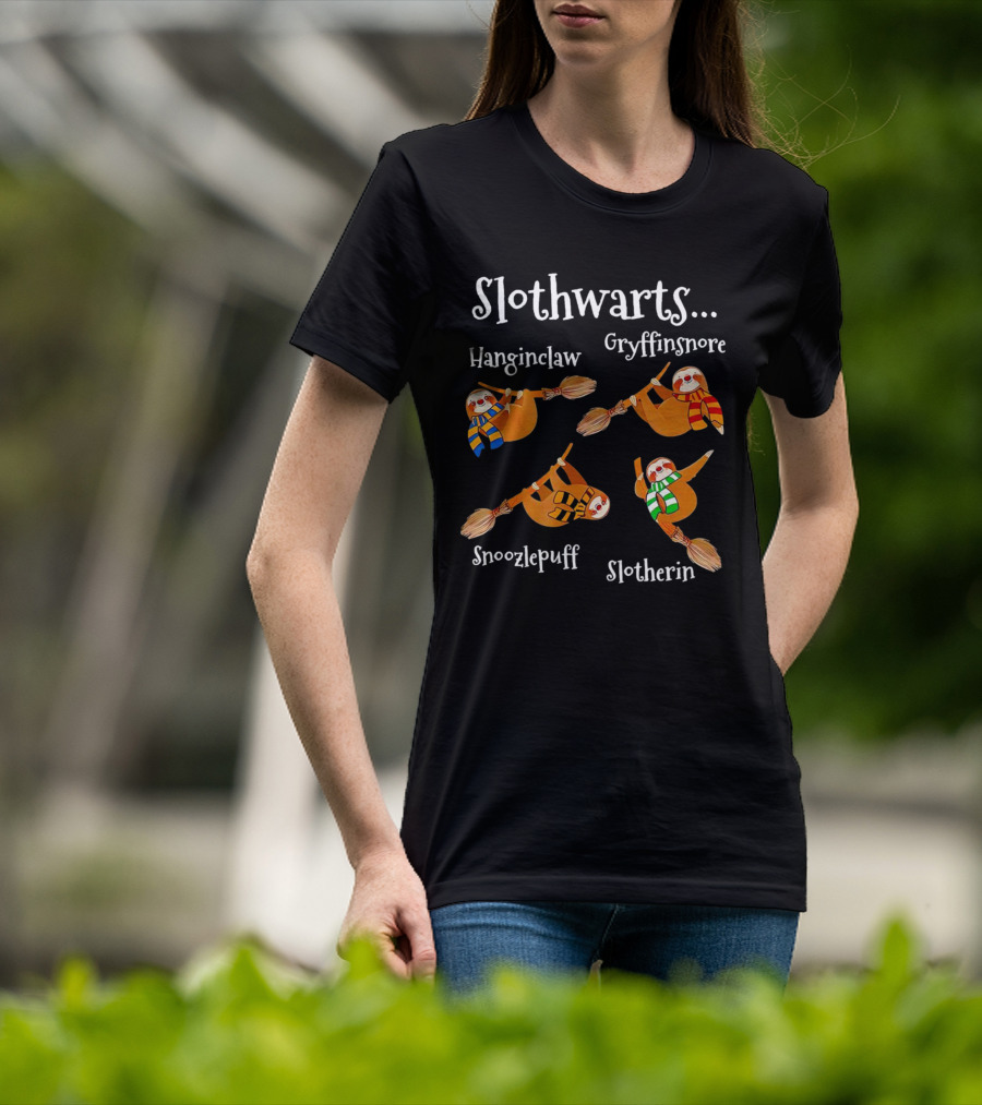 Slothwarts Hanginclaw Gryffinsnore Snoozlepuff Slotherin T-Shirt