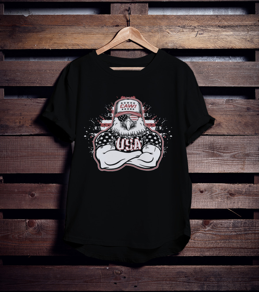 USA Caw Eagle In Patriotic Hat T-Shirt