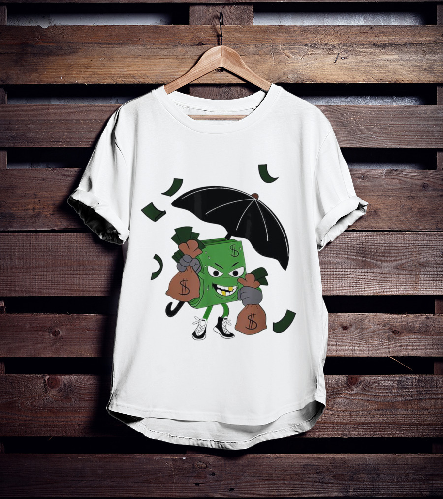 Money Man Holding Money Bags And Umbrella T-Shirt