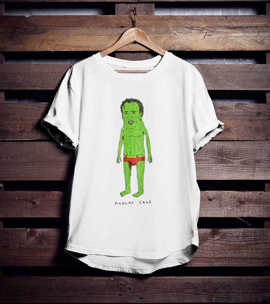 Picolas Cage Cucumber Cartoon Mashup T-Shirt