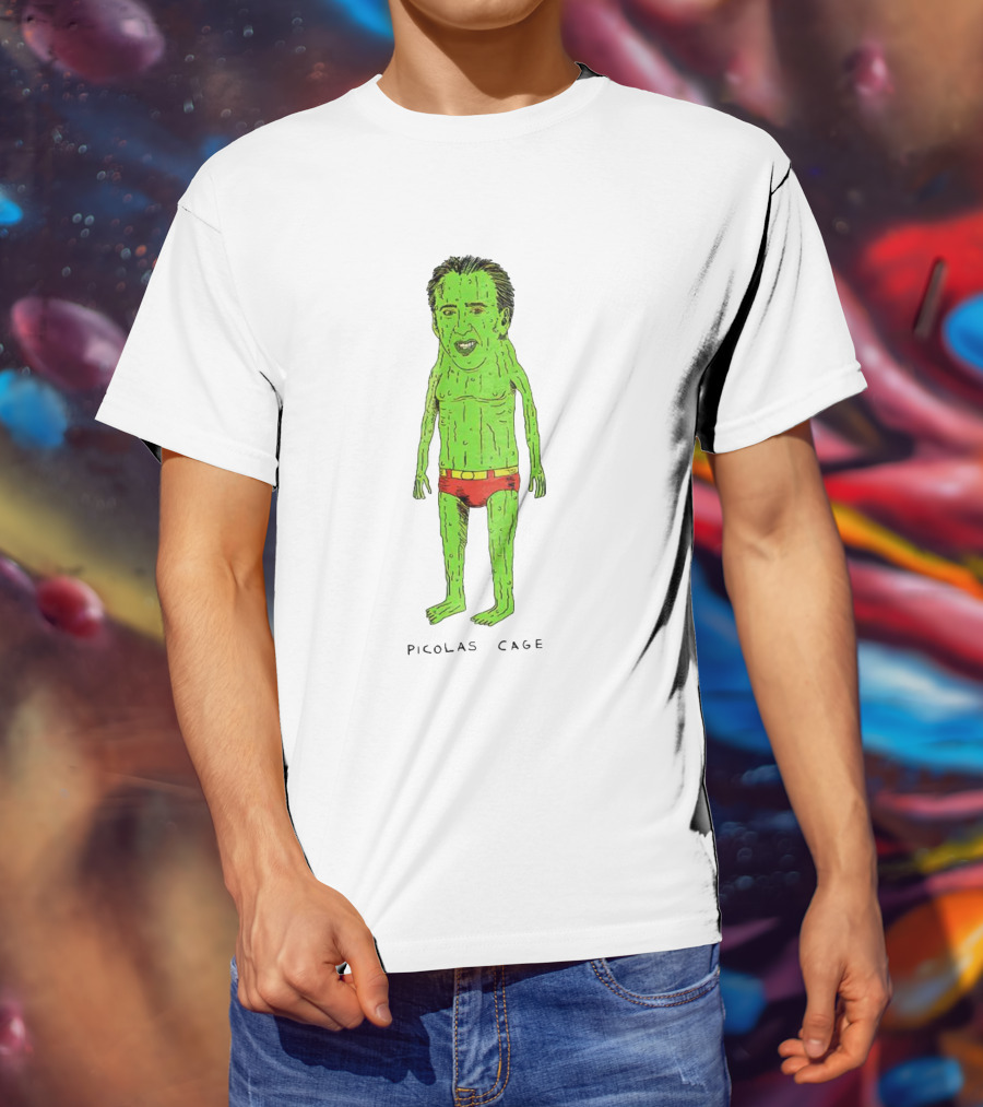 Picolas Cage Cucumber Cartoon Mashup T-Shirt