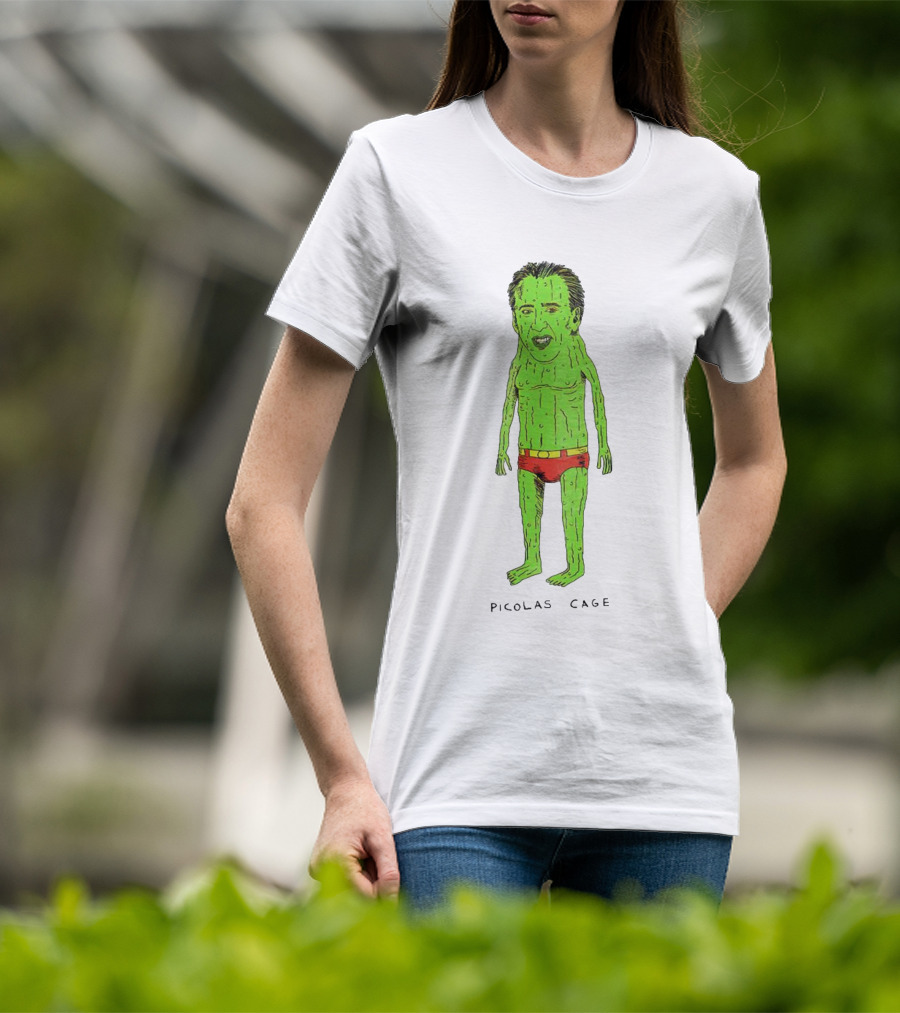 Picolas Cage Cucumber Cartoon Mashup T-Shirt