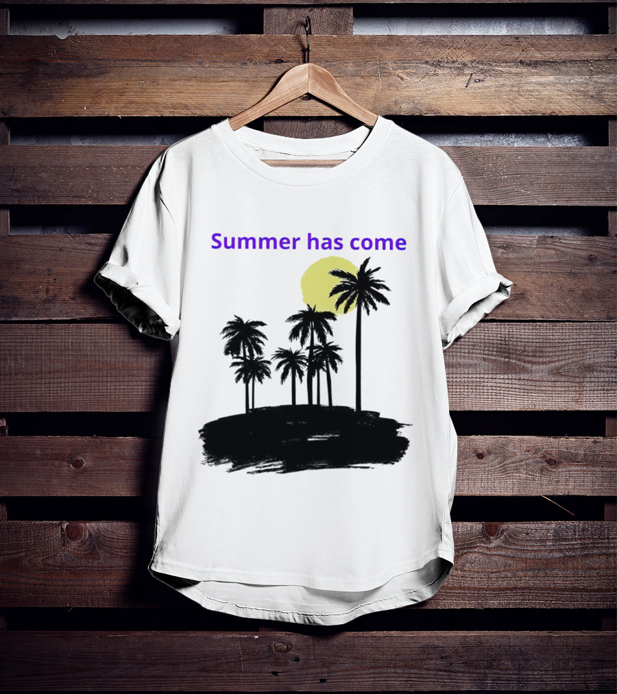 Summer Has Come Tropical Palm Silhouette Moonlit Evening T-Shirt