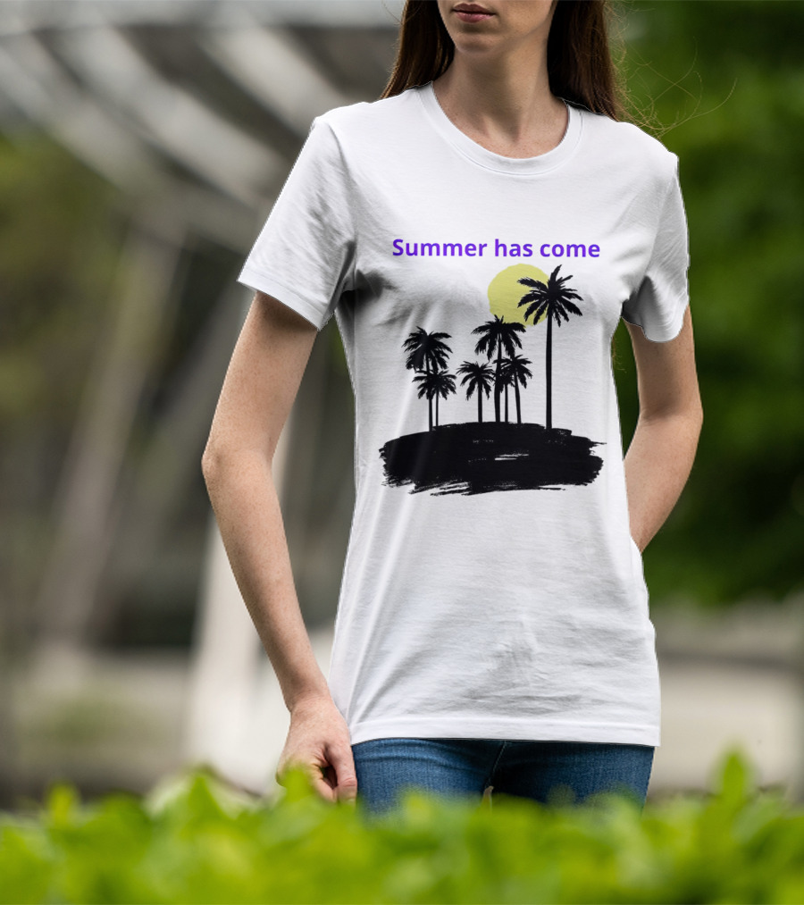 Summer Has Come Tropical Palm Silhouette Moonlit Evening T-Shirt
