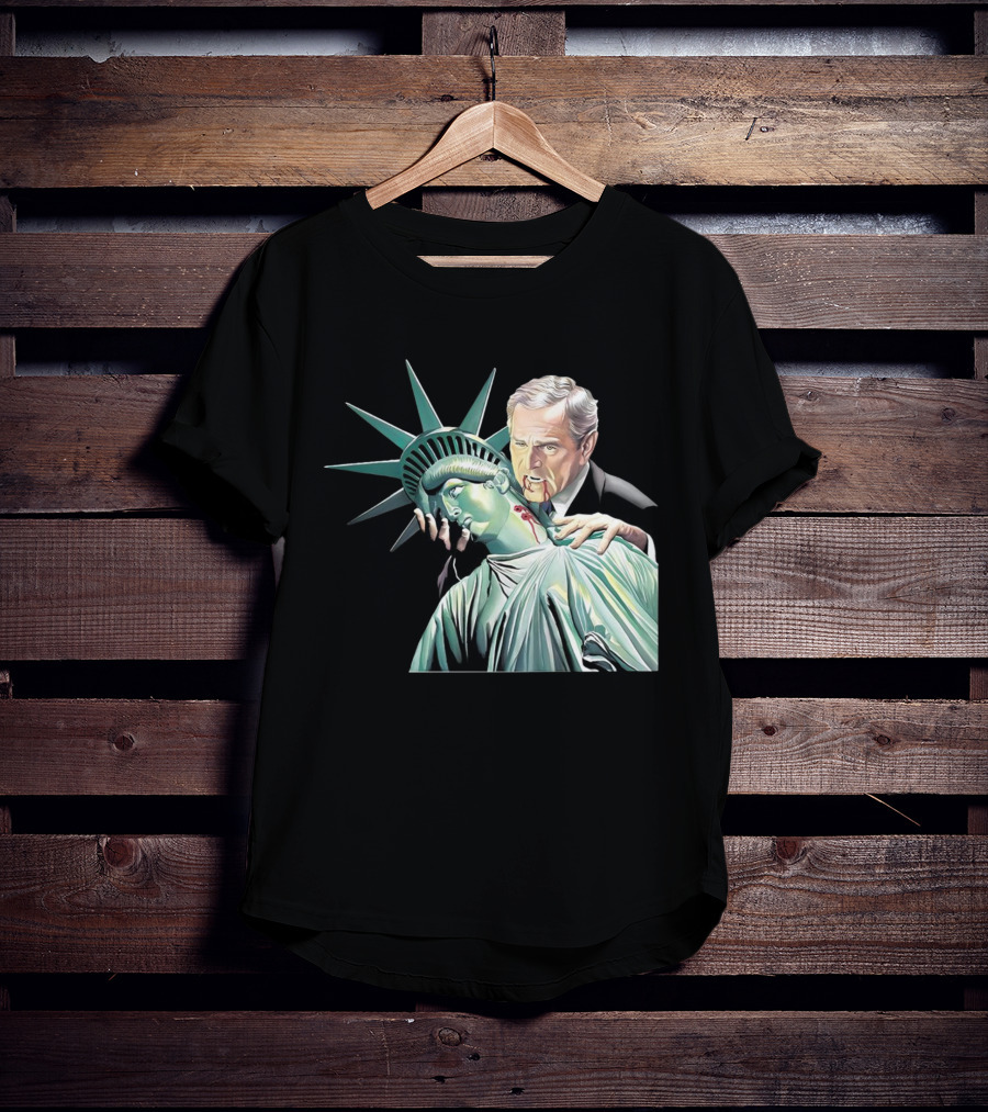 George Bush As Vampire Biting Statue Of Liberty T-Shirt