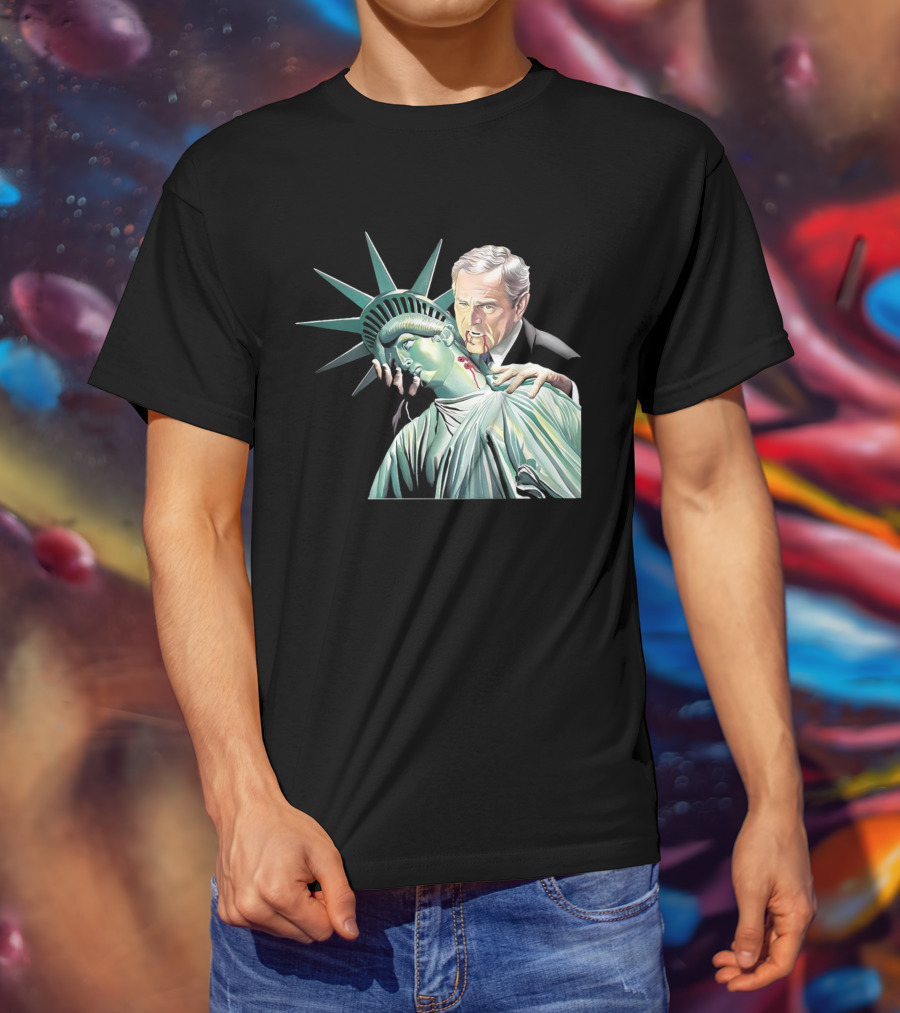 George Bush As Vampire Biting Statue Of Liberty T-Shirt