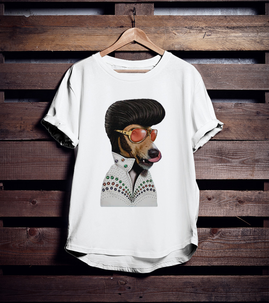Elvis Dog Costume With Sunglasses And Rhinestone Jumpsuit T-Shirt