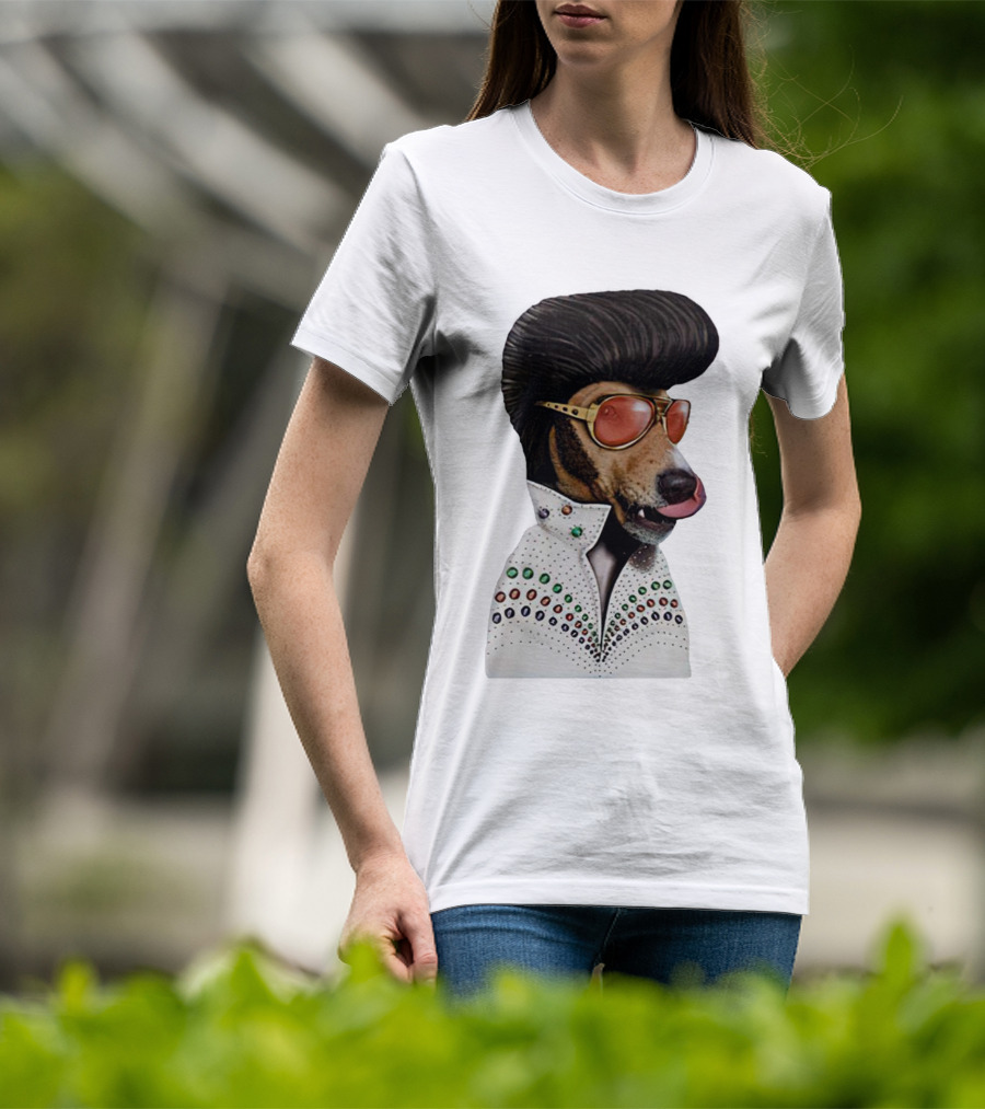 Elvis Dog Costume With Sunglasses And Rhinestone Jumpsuit T-Shirt