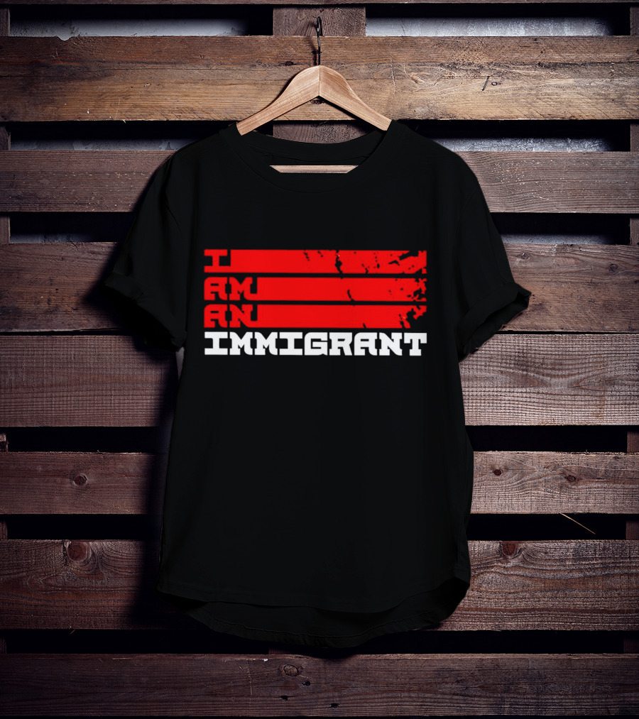 I Am An Immigrant Bold Red Stripes Empowerment T-Shirt