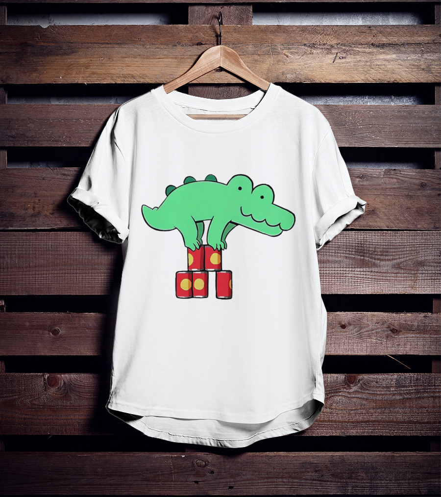 Orlando Funny Cartoon Crocodile Balancing On Red Cans T-Shirt