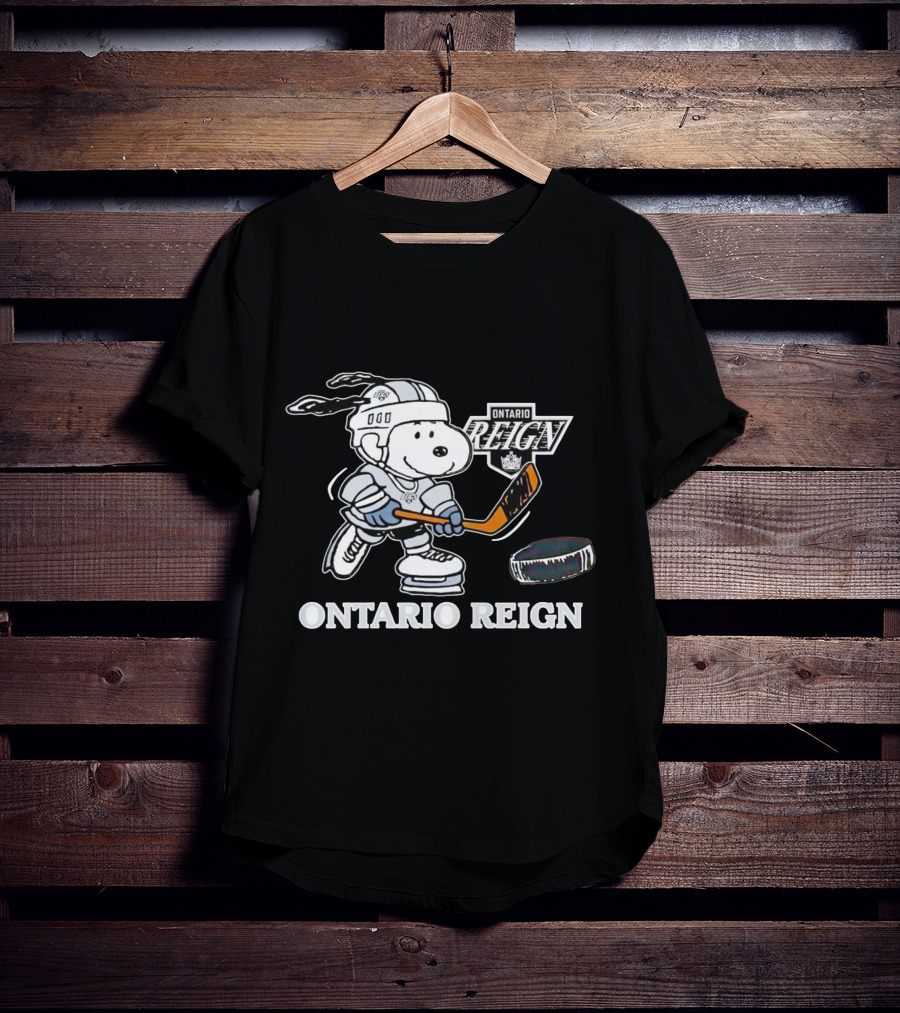 Snoopy Ontario Reign Hockey Player With Puck T-Shirt
