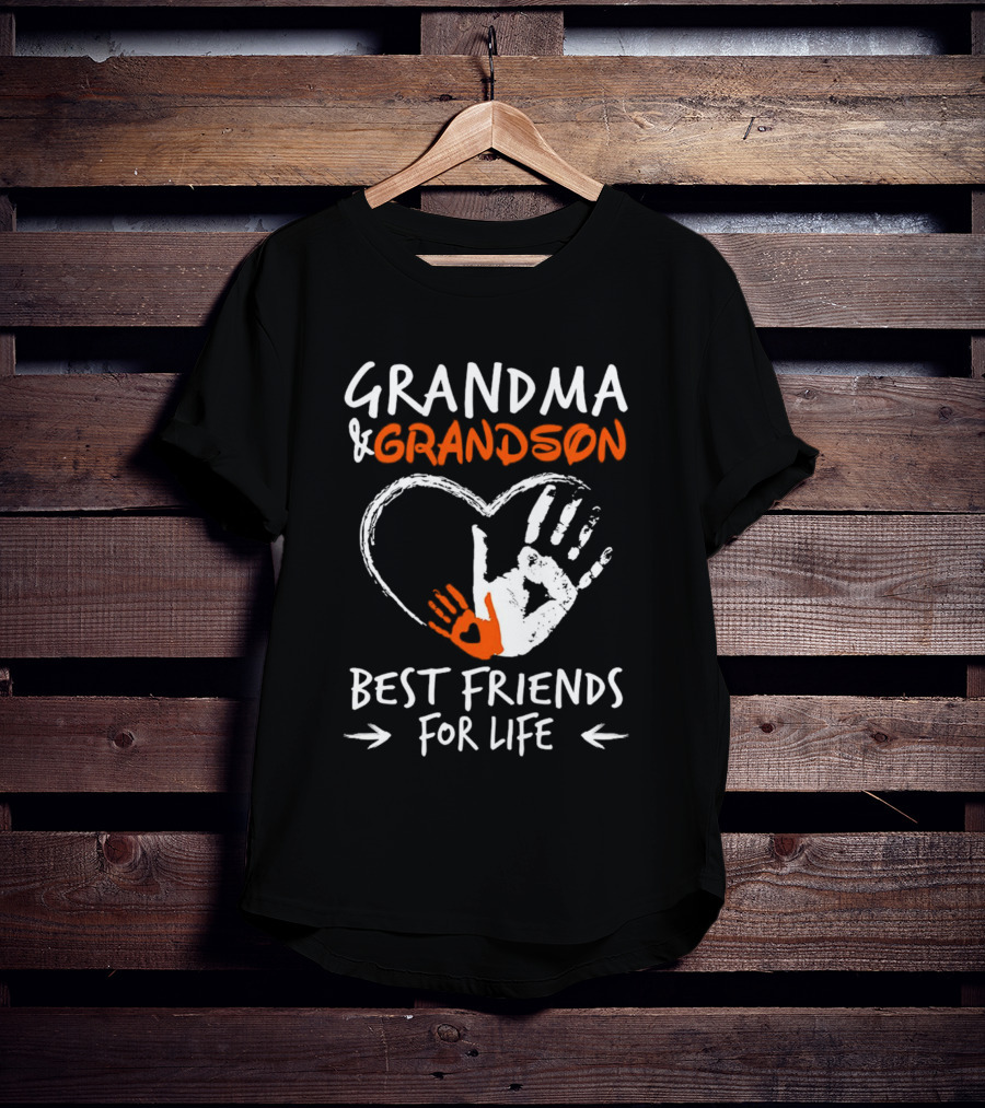 Grandma And Grandson Heart Handprints Best Friends For Life T-Shirt