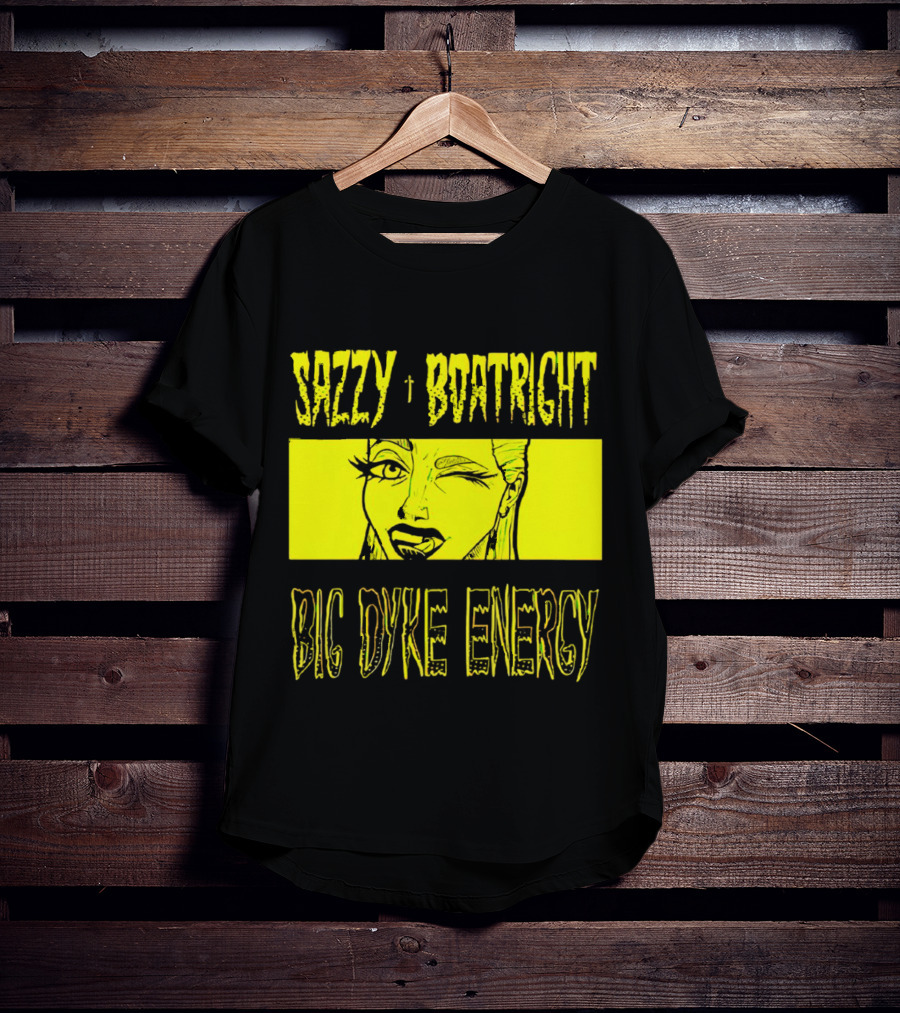 Sazzy Boatright Big Dyke Energy Winking Yellow Comic T-Shirt