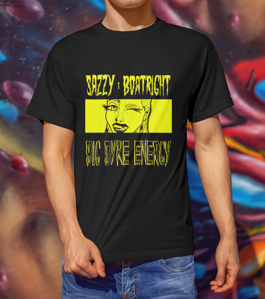 Sazzy Boatright Big Dyke Energy Winking Yellow Comic T-Shirt