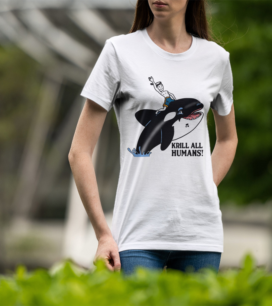 Krill All Humans Orca Rider Sailor Cartoon T-Shirt