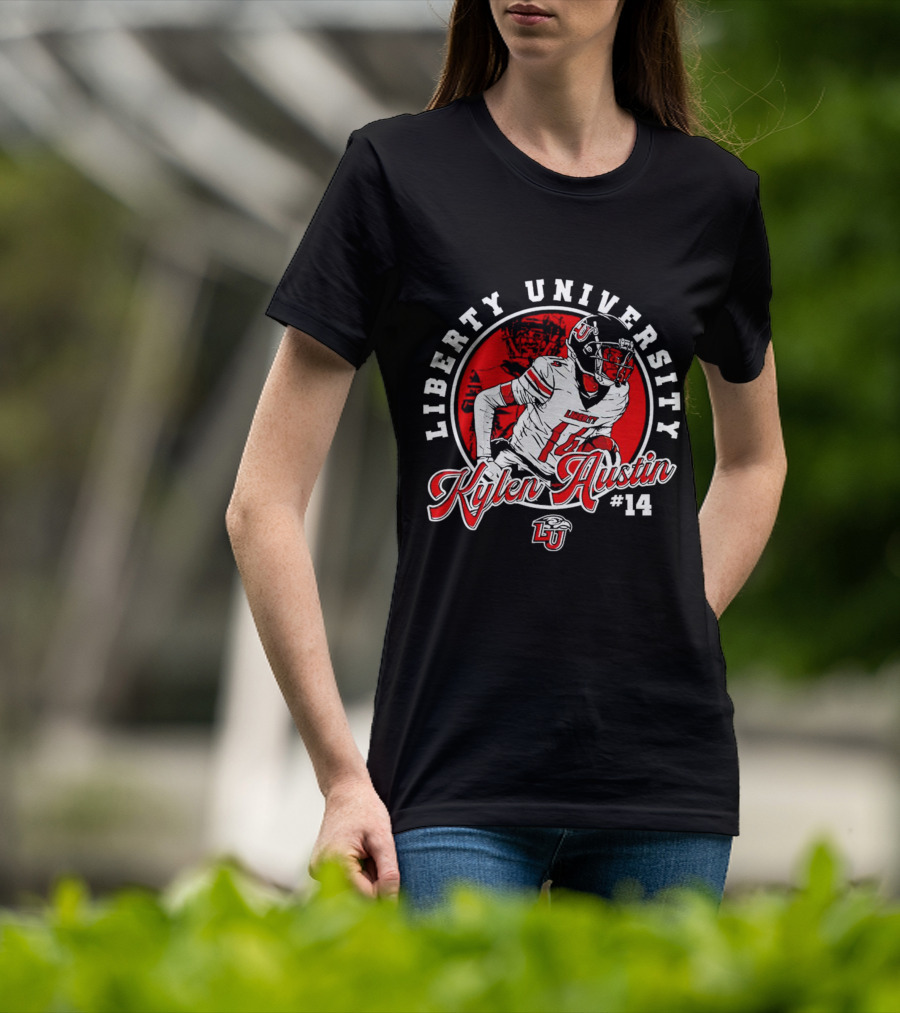 Liberty University Kylen Austin #14 NCAA Football Caricature T-Shirt
