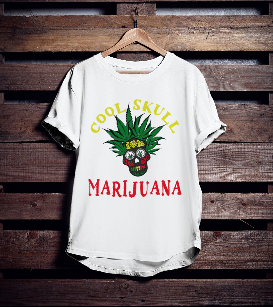 Cool Skull Marijuana Weed Lovers T-Shirt