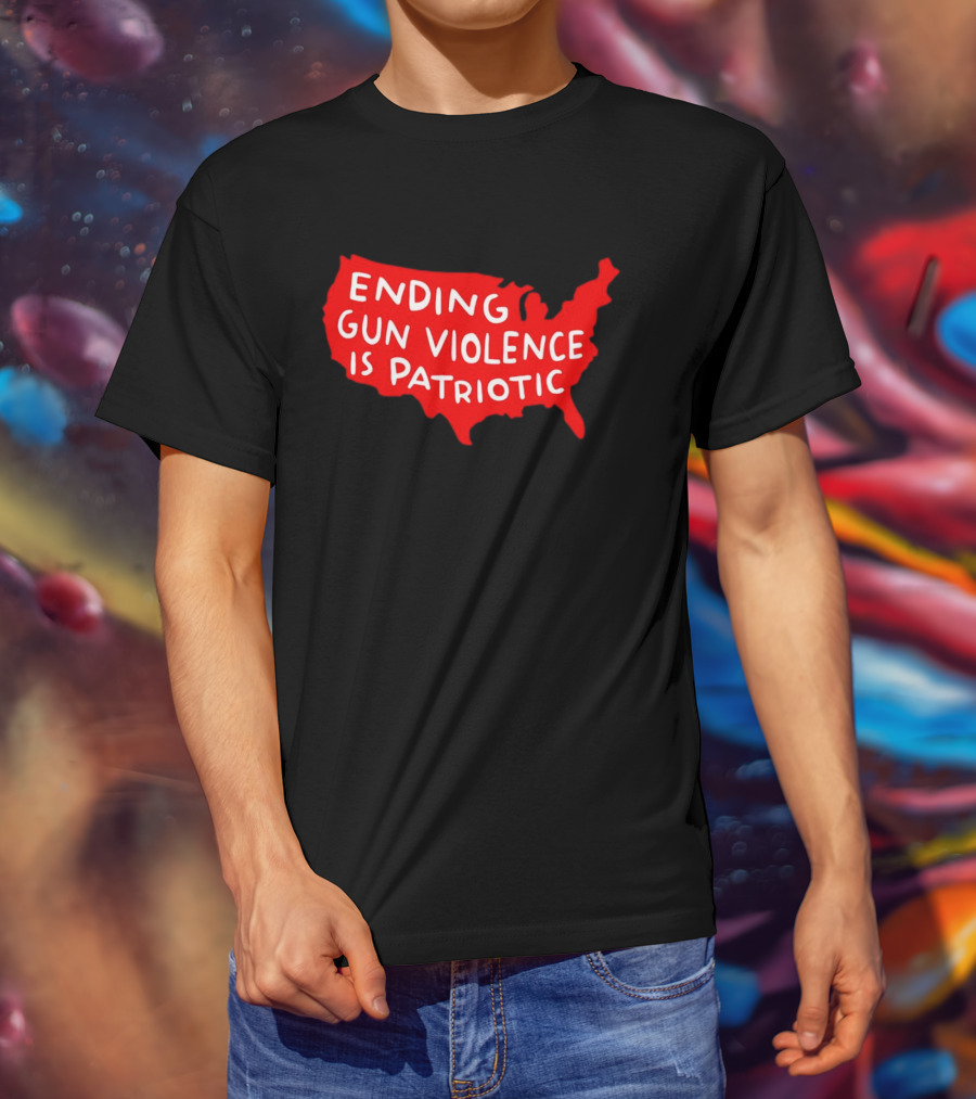 Ending Gun Violence Is Patriotic Red USA Map T-Shirt